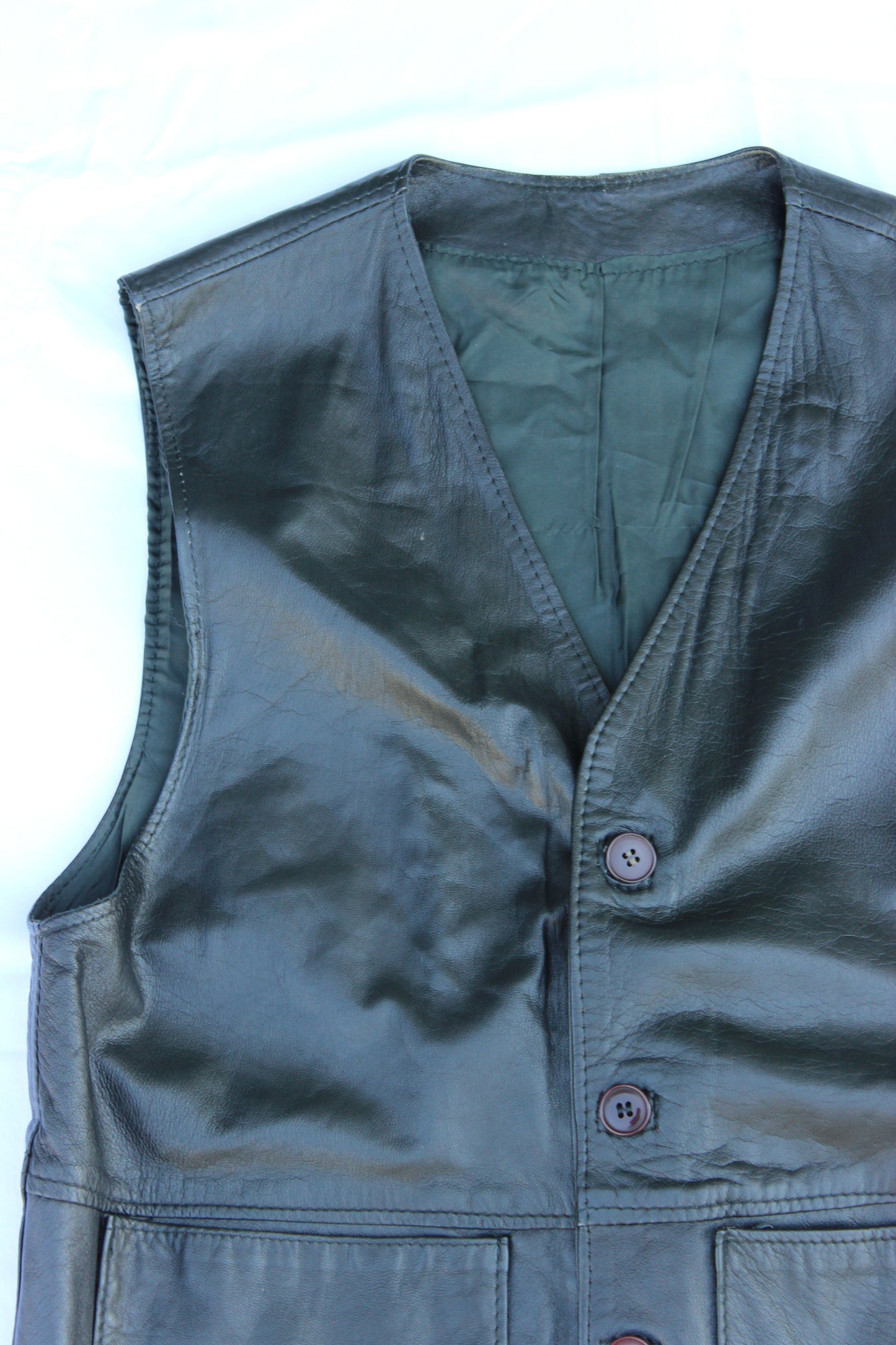 Vera Pelle Gilet in Pelle Nera Vintage Made in Italy — Taglia M