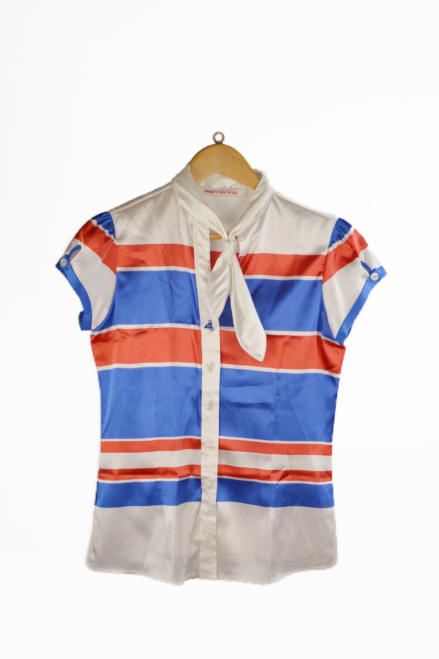 Fornarina Camicia a Righe in Raso — Vintage Y2K