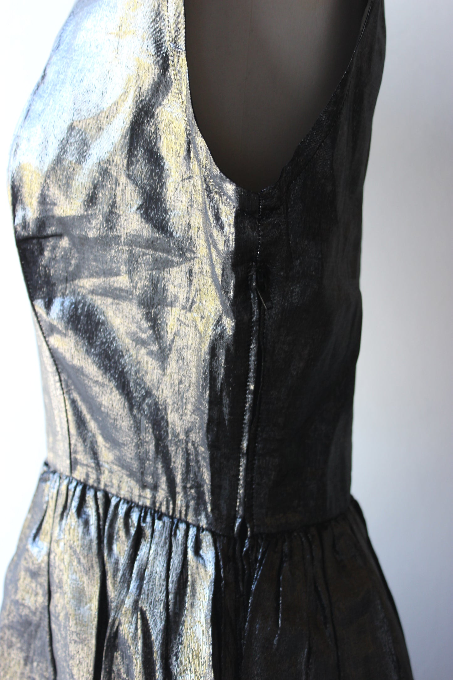 LE PRIME Mario Pucci Cecconi Vintage Abito Lamé Nero argento - Made in Italy