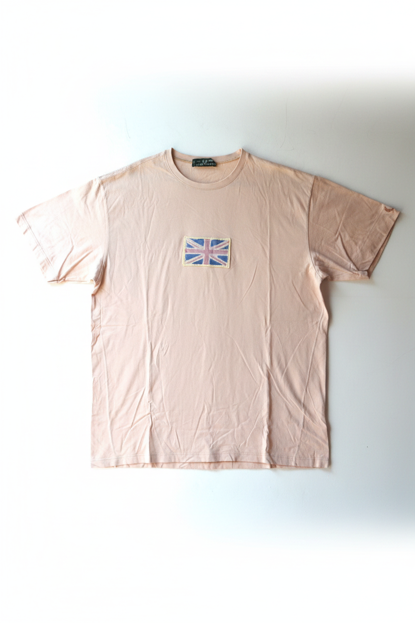 T-Shirt Fred Perry Pesca/Salmone con Patch Union Jack – Taglia XXL