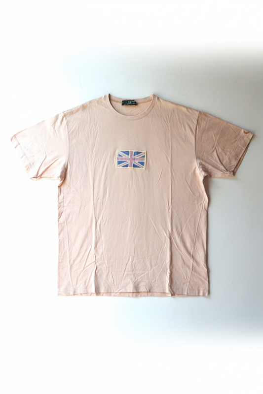 T-Shirt Fred Perry Pesca/Salmone con Patch Union Jack – Taglia XXL
