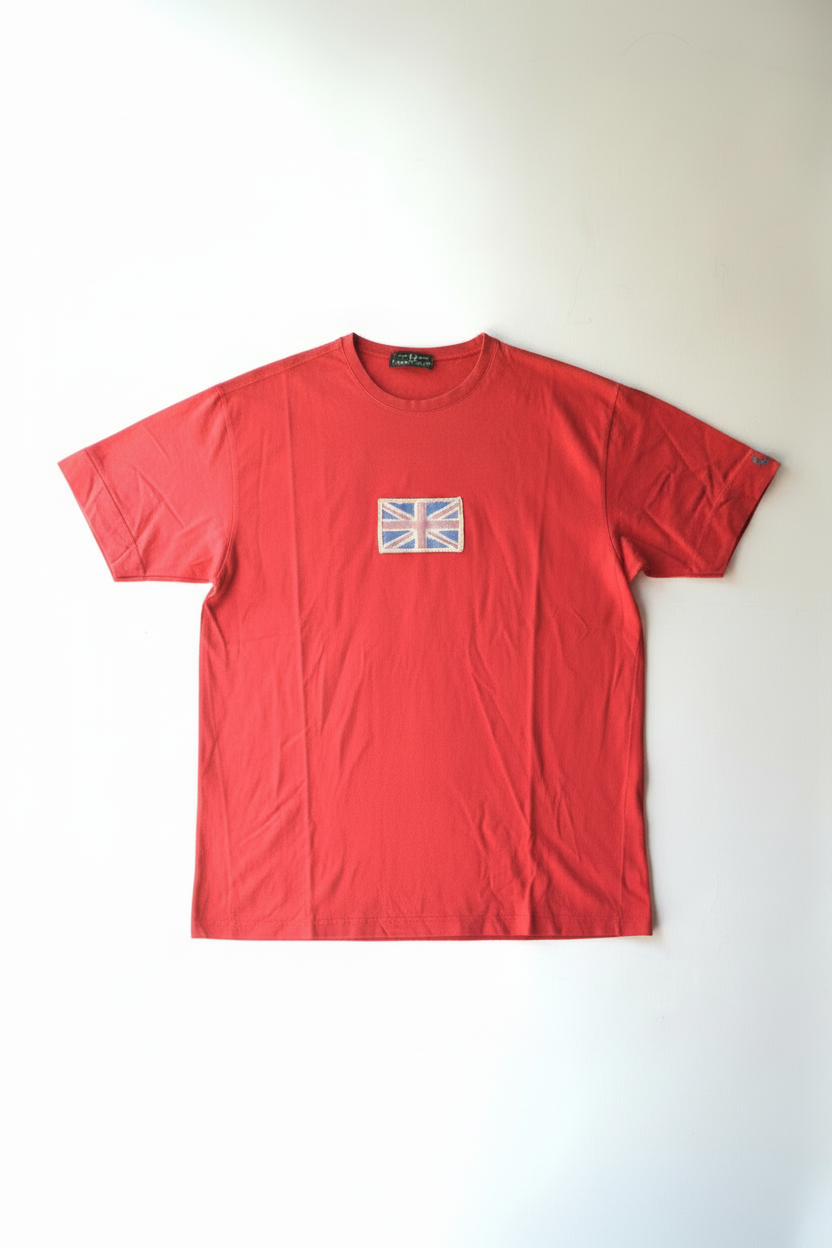 T-Shirt Fred Perry Rossa con Patch Union Jack – Taglia XXL