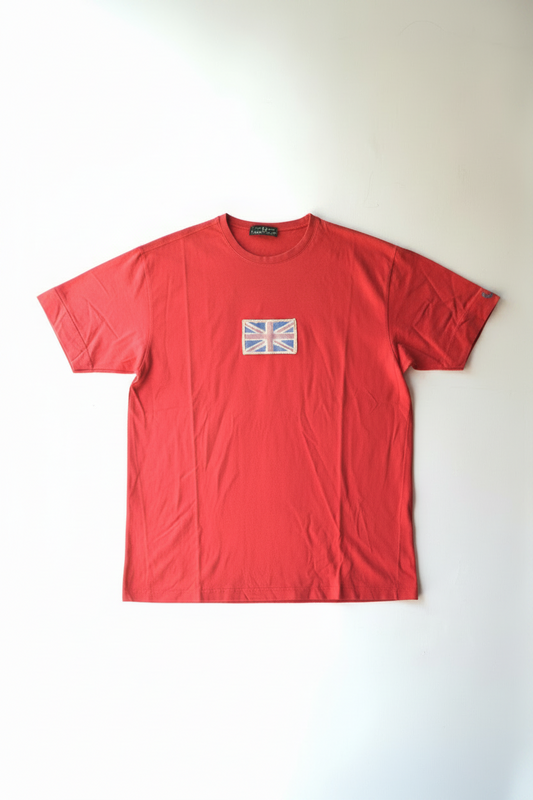T-Shirt Fred Perry Rossa con Patch Union Jack – Taglia XXL