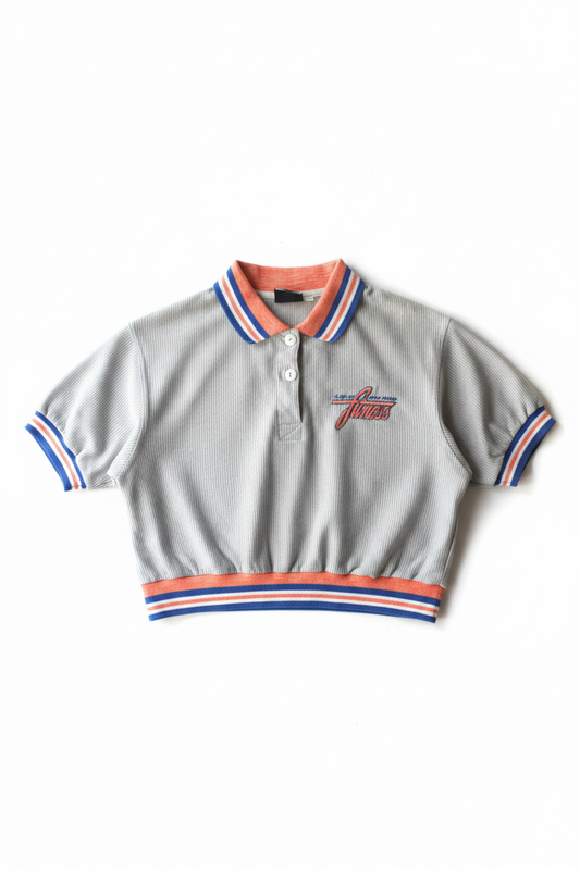 Lotto Fitness Polo Crop Vintage Anni '90 Rigata Tricolore XL