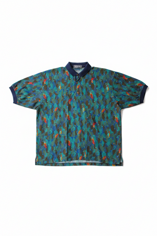 Polo Vintage Gianfranco Ottaviani Fantasia Pappagalli e Foglie - Taglia 52